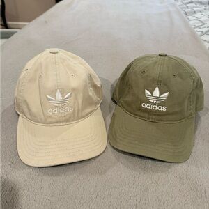 adidas Trefoil Caps in Beige and Olive Green